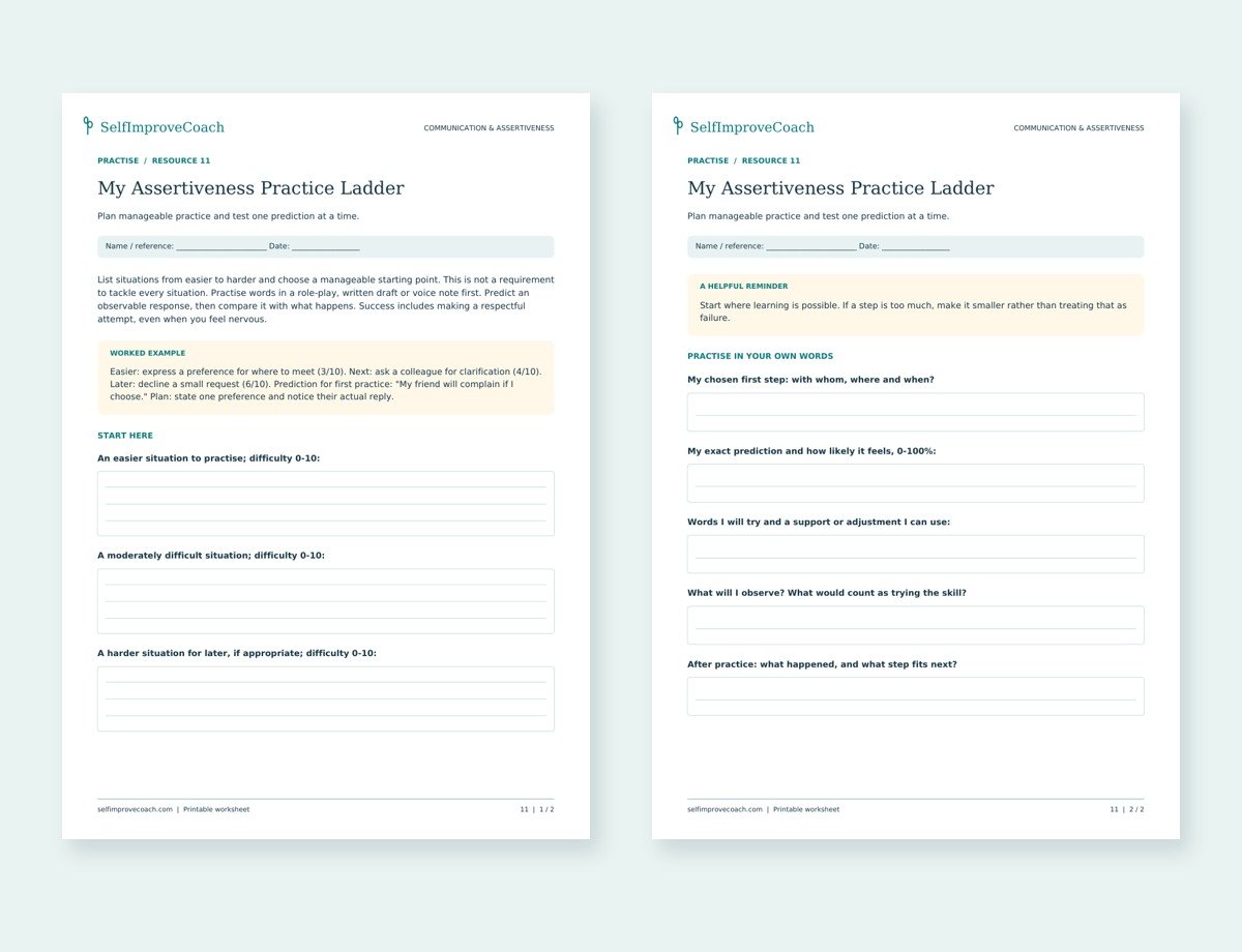 Actual two-page preview of My Assertiveness Practice Ladder