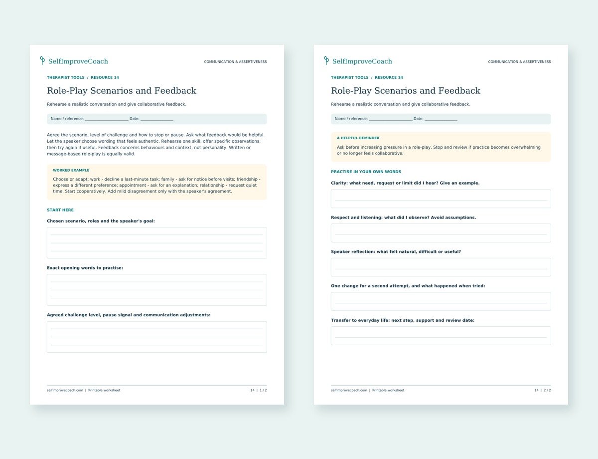Actual two-page preview of Role-Play Scenarios and Feedback