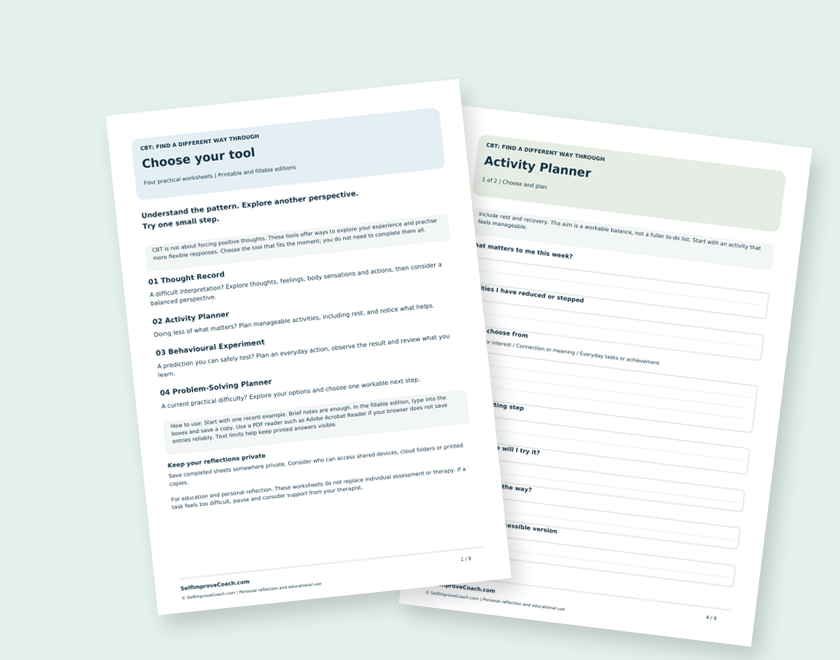 Preview of the actual the complete cbt worksheet pack worksheets