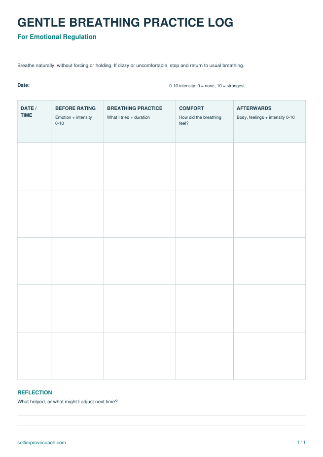 Preview of Gentle Breathing Practice Log