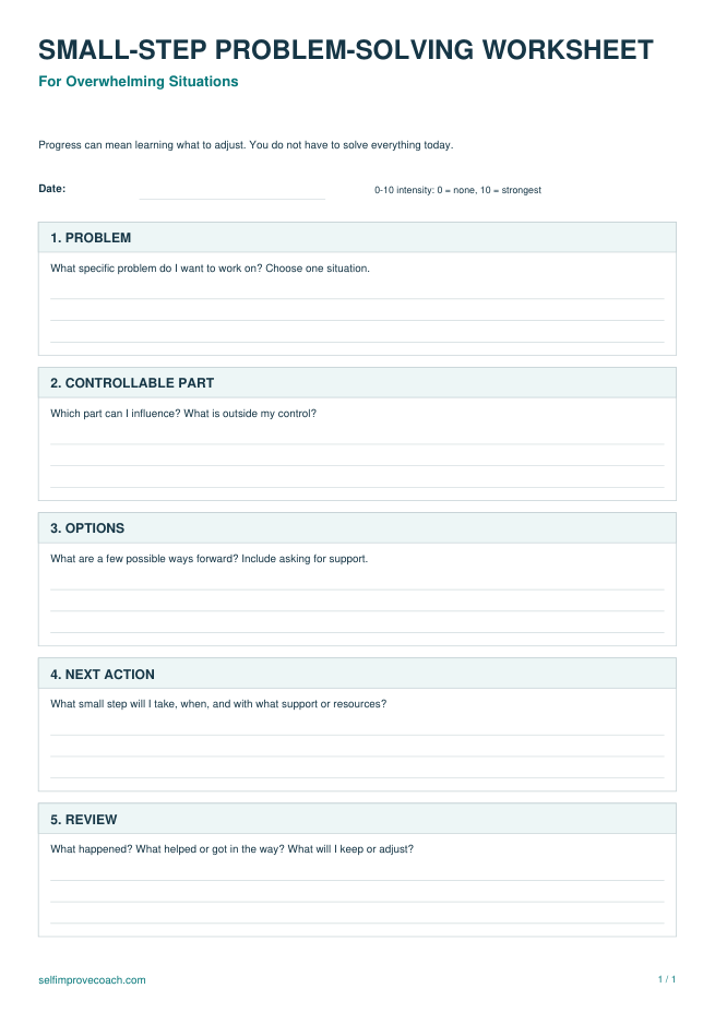 Preview of Small-Step Problem-Solving Worksheet